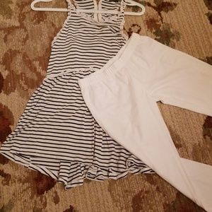 Black and white stripe shirt dress
